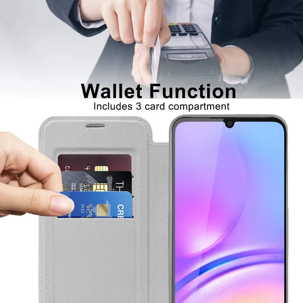 Cover Samsung A05S Anti-Caduta con Portacarte e MagSafe Argento - 4