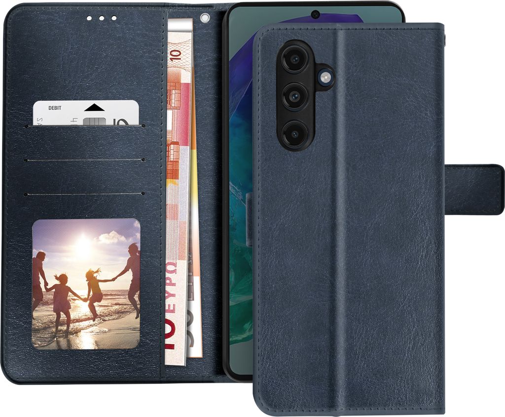 Avizar, Samsung Galaxy M55 Vintage Wallet Cover mit Standfunktion, Nachtblau