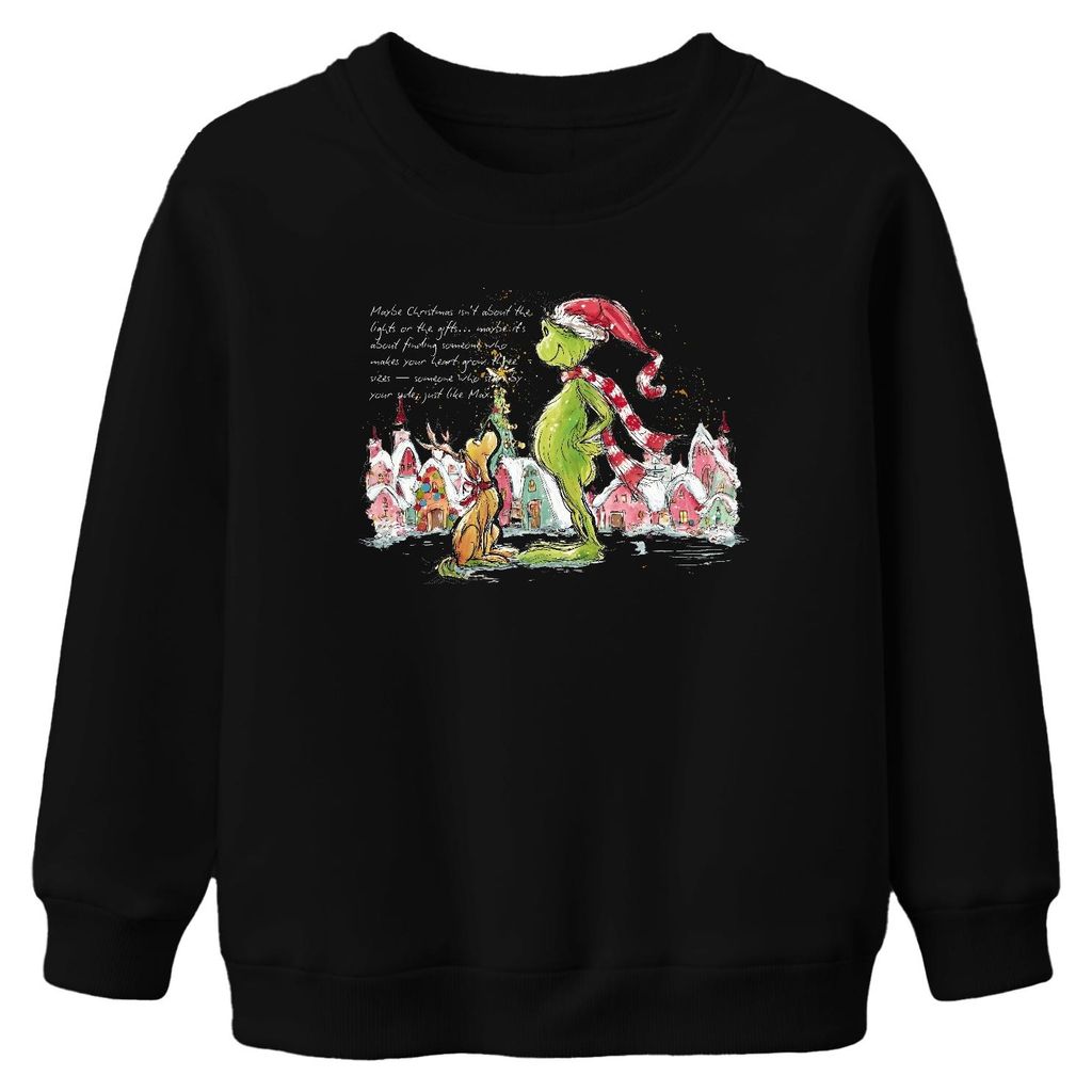 Maybe Christmas isn't about the lights Grinch Weihnachten lustig Uni Kinder Sweatshirt Pullover, Schwarz, 104