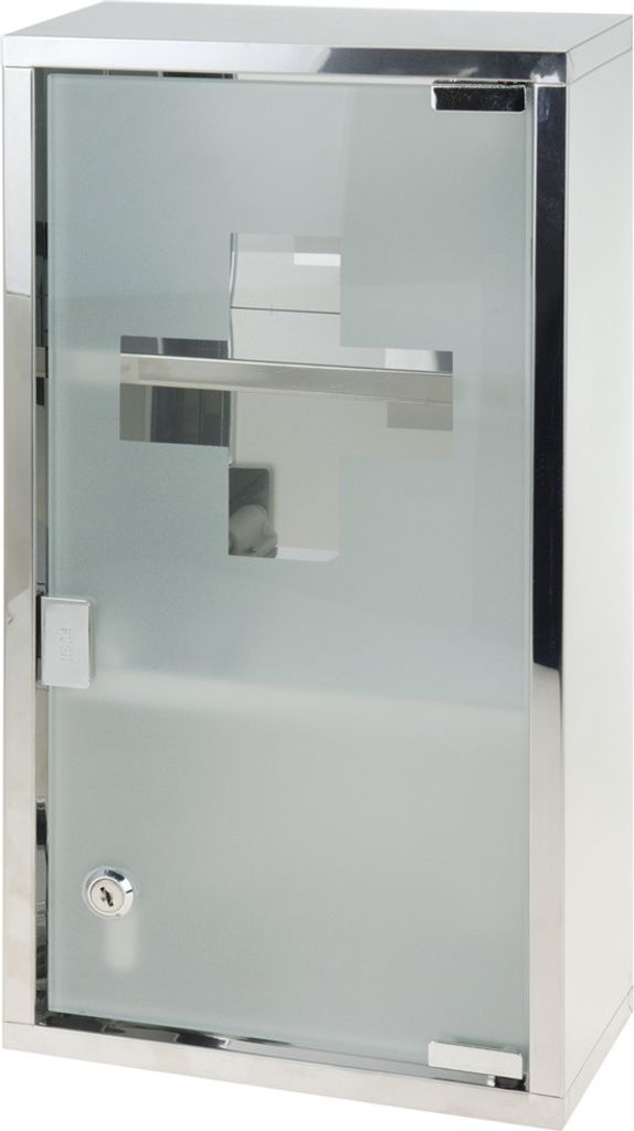 Bathroom Solutions Medizinschrank, Edelstahl/Glas, 25x12x48 cm, Silber