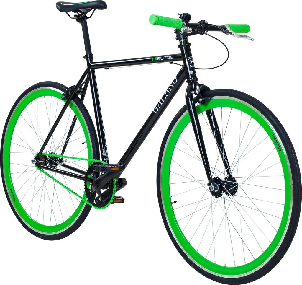 Vélo Fixie Galano Blade 28 pouces Singlespeed Noir et Vert avec Flip-Flop