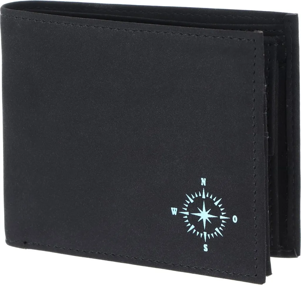 Oxmox Portafoglio New Cryptan RFID Windrose 2.0 - Eleganza Cyan Black