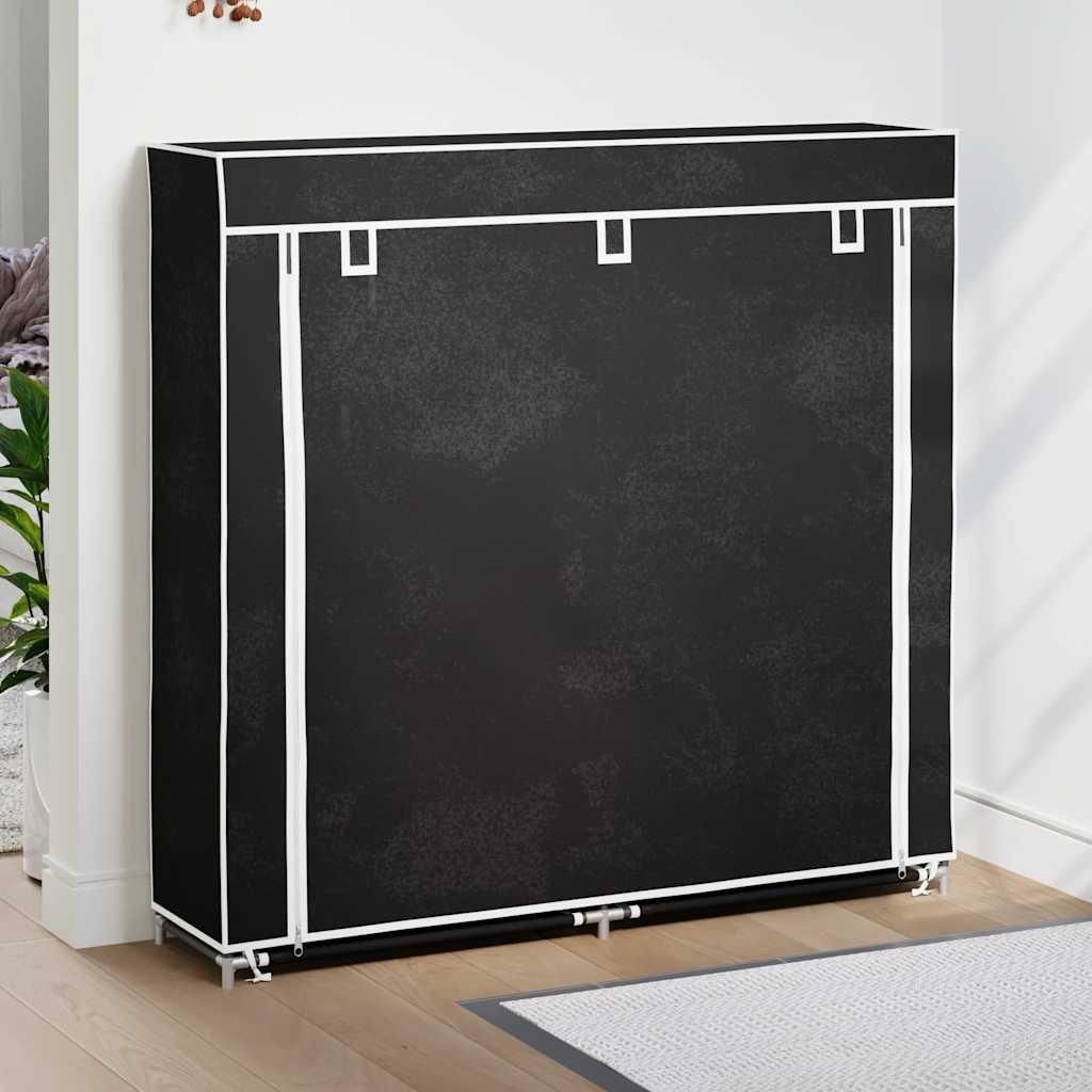 vidaXL Stoff Schuhschrank mit Abdeckung 115 x 28 x 110 cm Schwarz