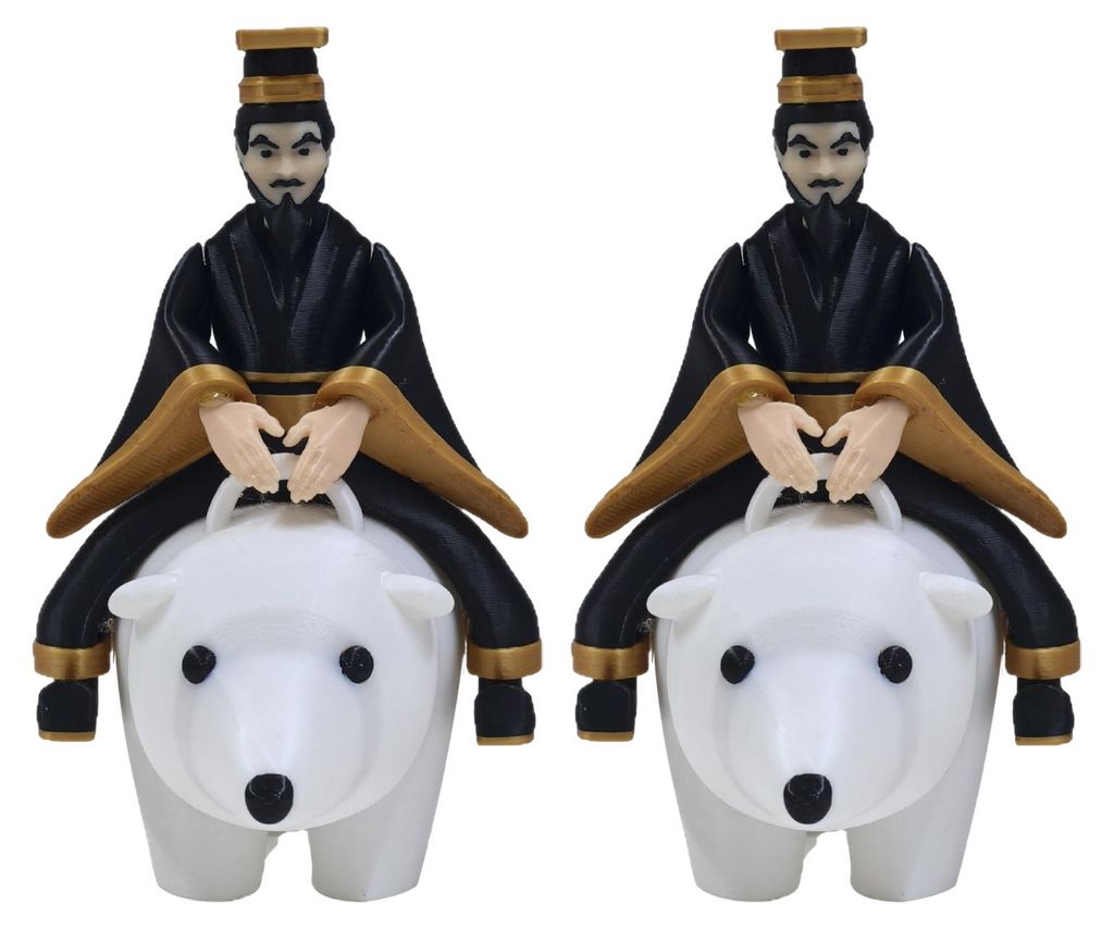 1/2 Stück Qin Shihuang Figur auf Eisbär, Qin-Dynastie, Erster Kaiser auf Bär, Statue, humorvolle Schreibtischdekoration für Zuhause oder Büro