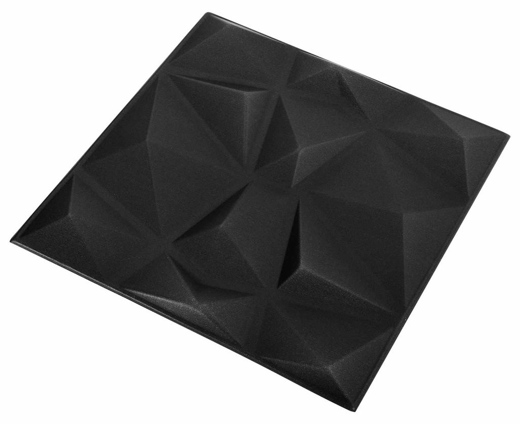vidaXL Wandpaneele 48 pcs Diamant Schwarz 50 x 50 cm XPS Schaum