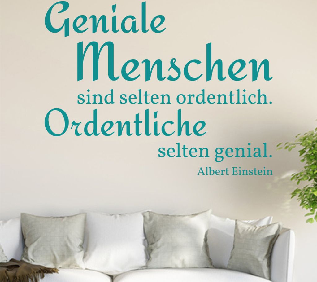 Geniale Menschen sind selten ordentlich... Wandtattoo in 6 Größen - Wandaufkleber Wall Sticker - Dekoration, Küche, Wohnzimmer, Schlafzimmer, Ba...