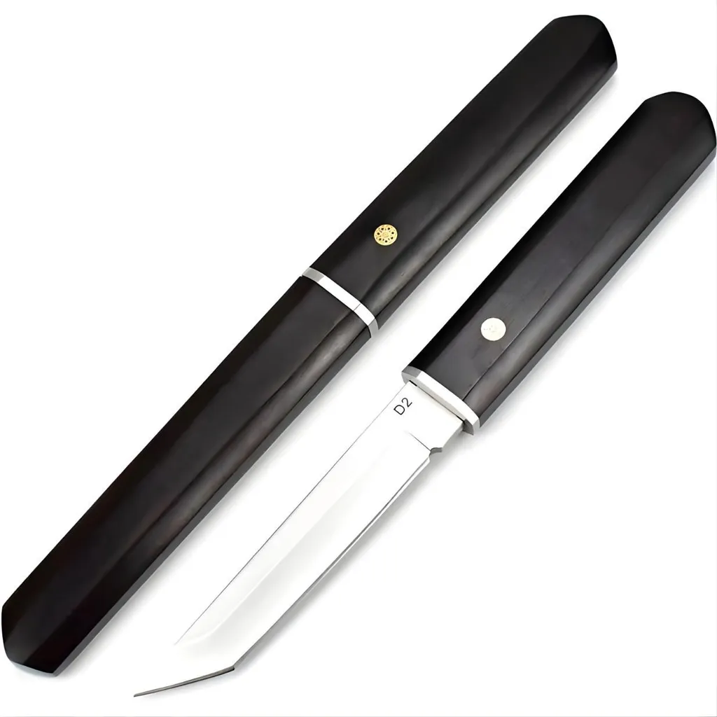 Couteau de Bushcraft ON-38947 Acier D2 Noir | Camping et Randonnée