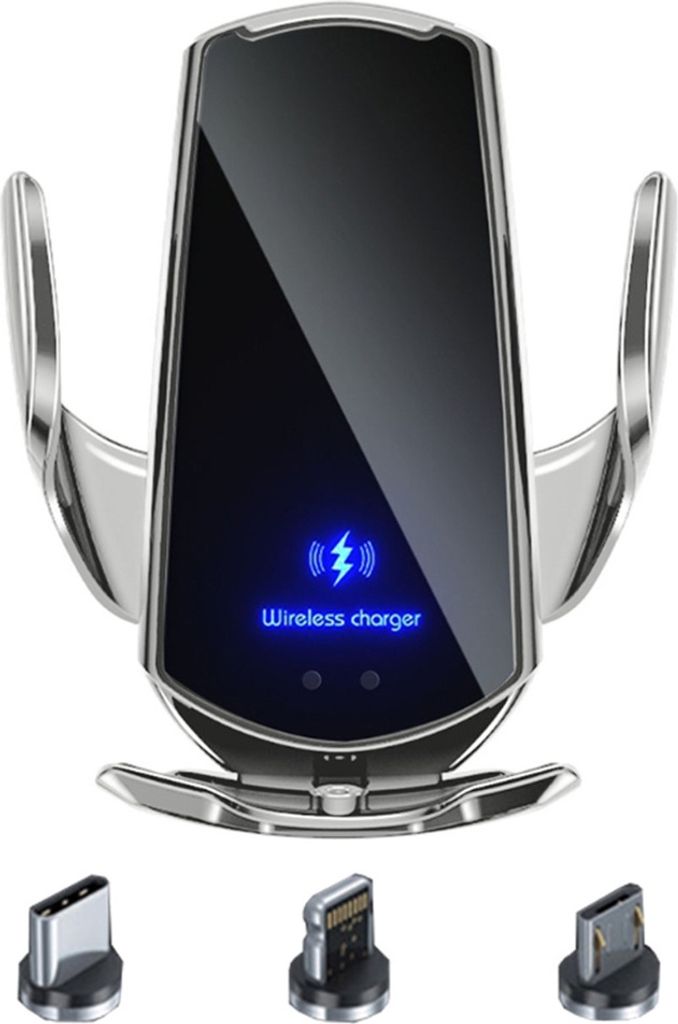 Auto Wireless Ladegerät Telefon Halterung Navigation Fix Frame Fast Lade Auto Halter Silber