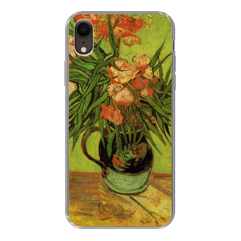 MuchoWow Handyhülle Schutzhülle Hülle für iPhone XR Stillleben Vase mit Oleander und Büchern - Vincent van Gogh Silikon Softcase Handy Hüll...