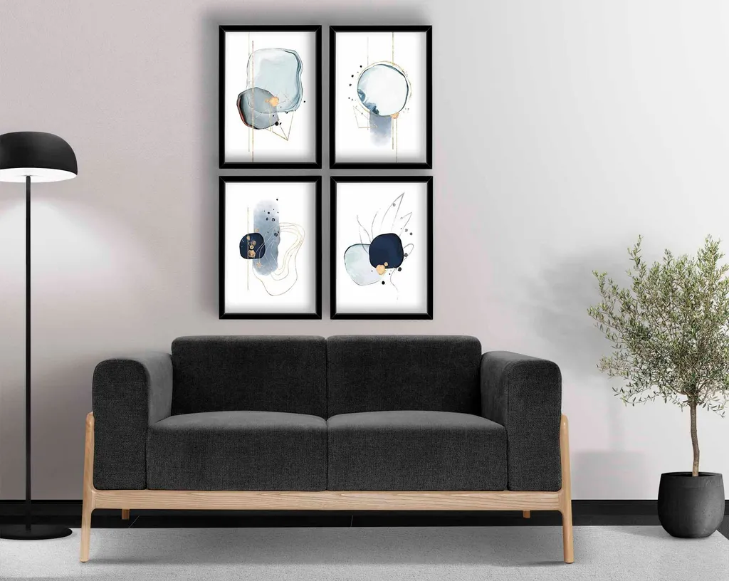 Wallity Quadri Blu 4 Pezzi MDF: Il Must-Have per Pareti Instagrammabili