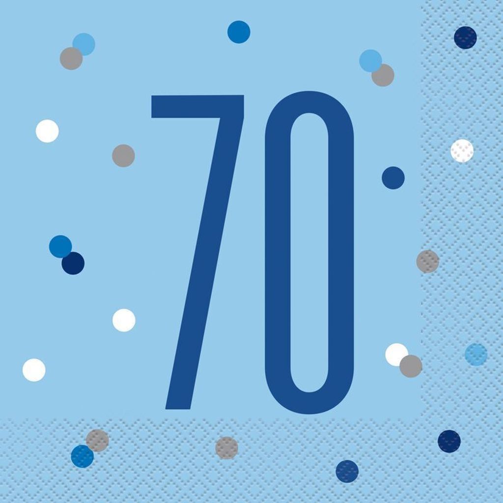 16 Servietten blau & silber Zahl 70