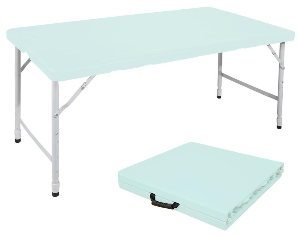 AIORBER Höhenverstellbarer Klapptisch 125x61 cm mit Tragegriff, faltbarer Campingtisch für Garten, Camping, Party & Picknick, belastbar bis 135 k...