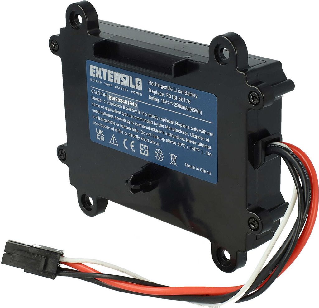 EXTENSILO Akku kompatibel mit Bosch Indego 350, M 700, 400, XS 300, S 500 Rasenmäher (2500mAh 18V Li-Ion)