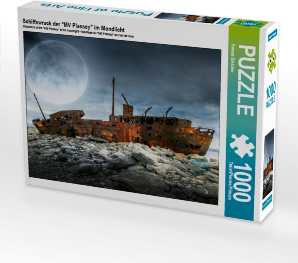 CALVENDO Puzzle Schiffswrack der "MV Plassey" im Mondlicht Produktbild 