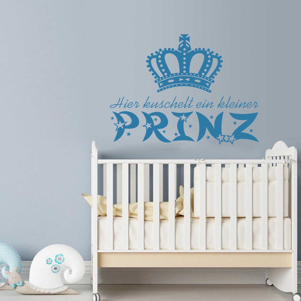 Wandtattoo - Wandaufkleber - Wandtattoo "Kuschel Prinz" - 70cm x 53cm hellblau - Dekoration Küche Wohnzimmer Wand