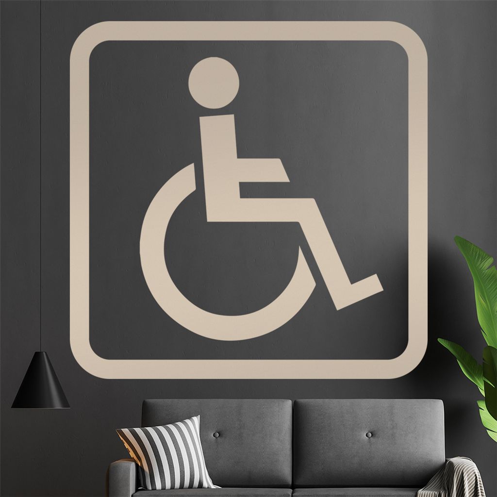 KIWISTAR Rollstuhl Zeichen Eckig - Rolli Krankenhaus Klinik Rollstuhl barrierefrei Wandtattoo in 6 Größen - Wandaufkleber Wall Sticker - Dekorati...