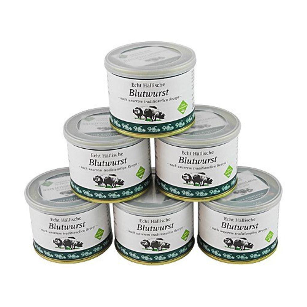 Echt Hällische Hausmacher Blutwurst von der BESH 6er Set (6 Dosen à 200 g)