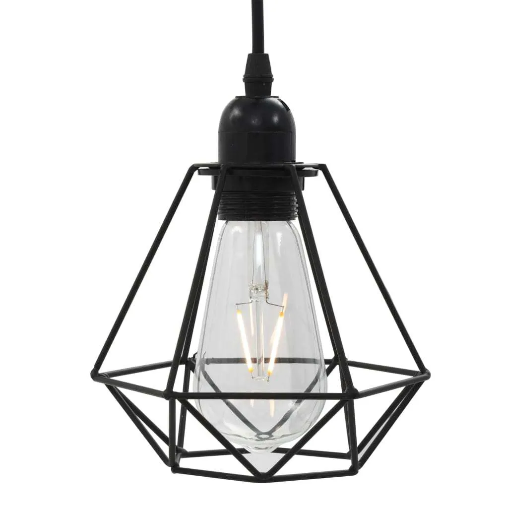 Luminaire diamant noir 3 douilles E27 structure métal géométrique - 4