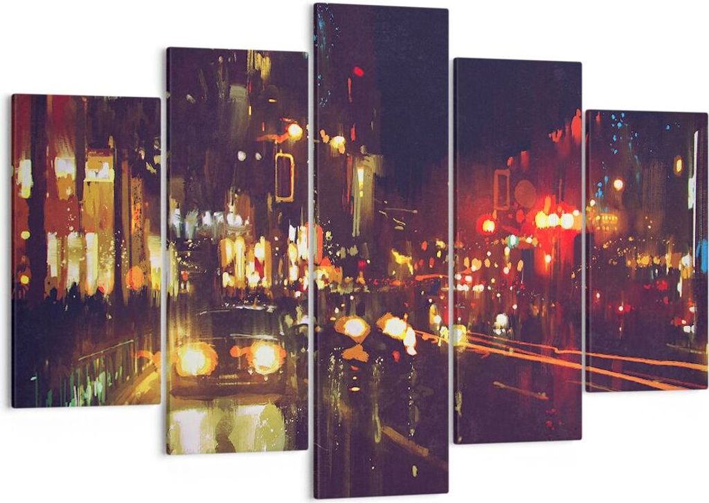 Bild auf Leinwand - Leinwandbild - Stadt Nacht Straße - Produktbild 