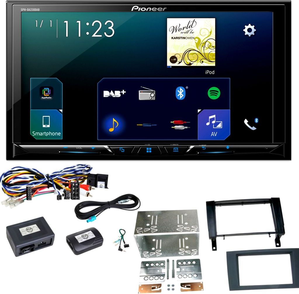 Pioneer SPH-DA230DAB CarPlay Android Auto Einbauset für Mercedes SLK R171