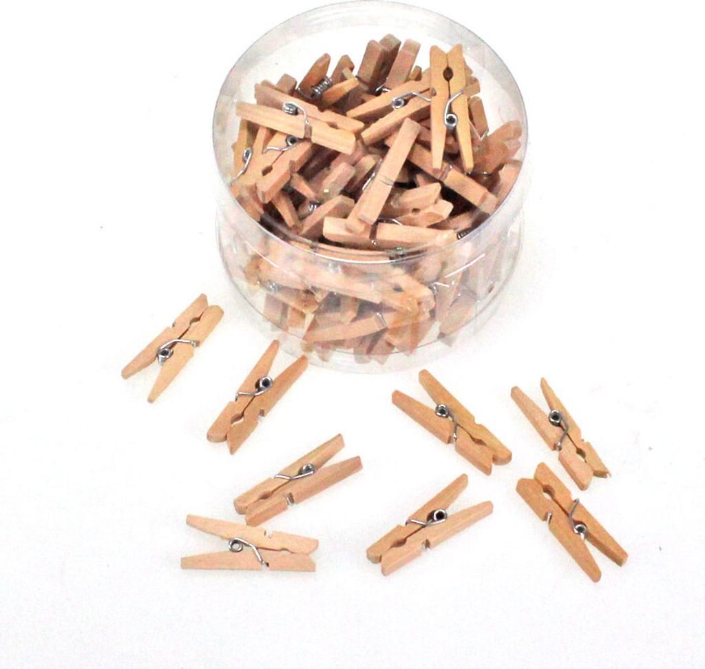72 Wäscheklammern Klammern Holz 3cm Dekoklammern Miniklammern Tischdeko Zwicker, Farbe:natur