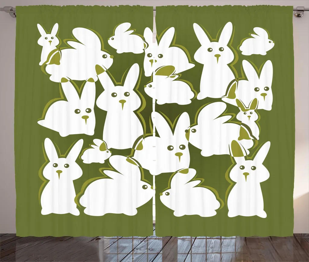 Tenda Cameretta Coniglietti Pasqua ABAKUHAUS - Verde Oliva 280x245cm