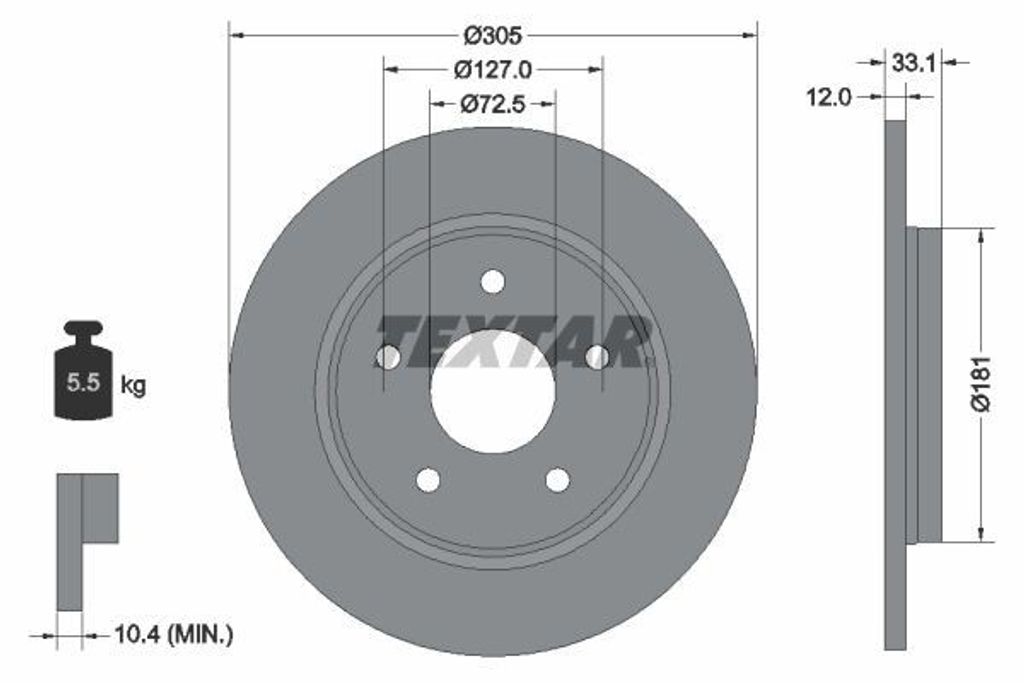 TEXTAR Bremsscheibe Artikel: 92181005