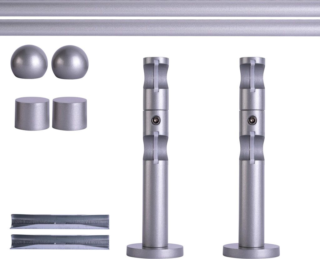 Victoria M. Gardinenstange Set, 2-läufig, 19 mm, 160 cm, silber + Wand, Kugel-Ball Komplettset mit Halterungen & Endstücke, Vorhangstange in ...