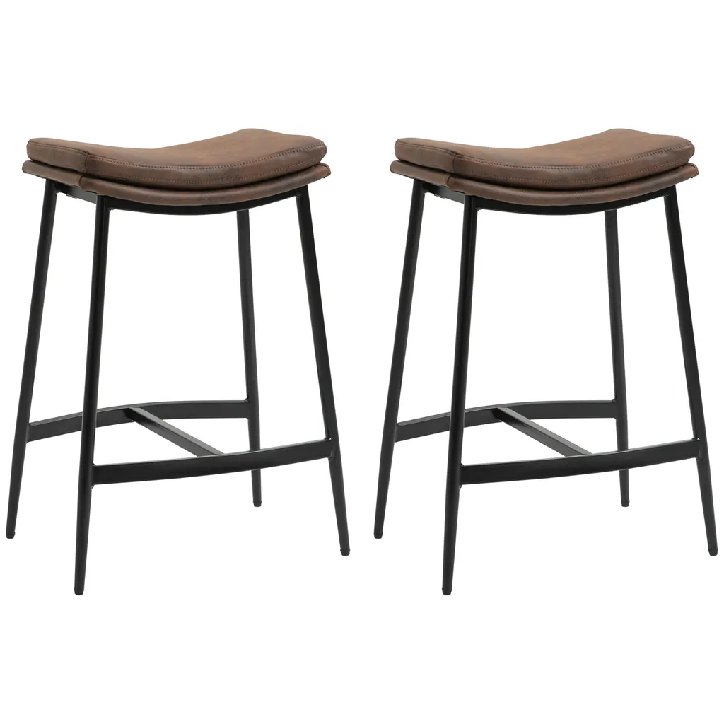 Tabouret de bar confortable lot de 2 assise incurvée et pieds acier stable