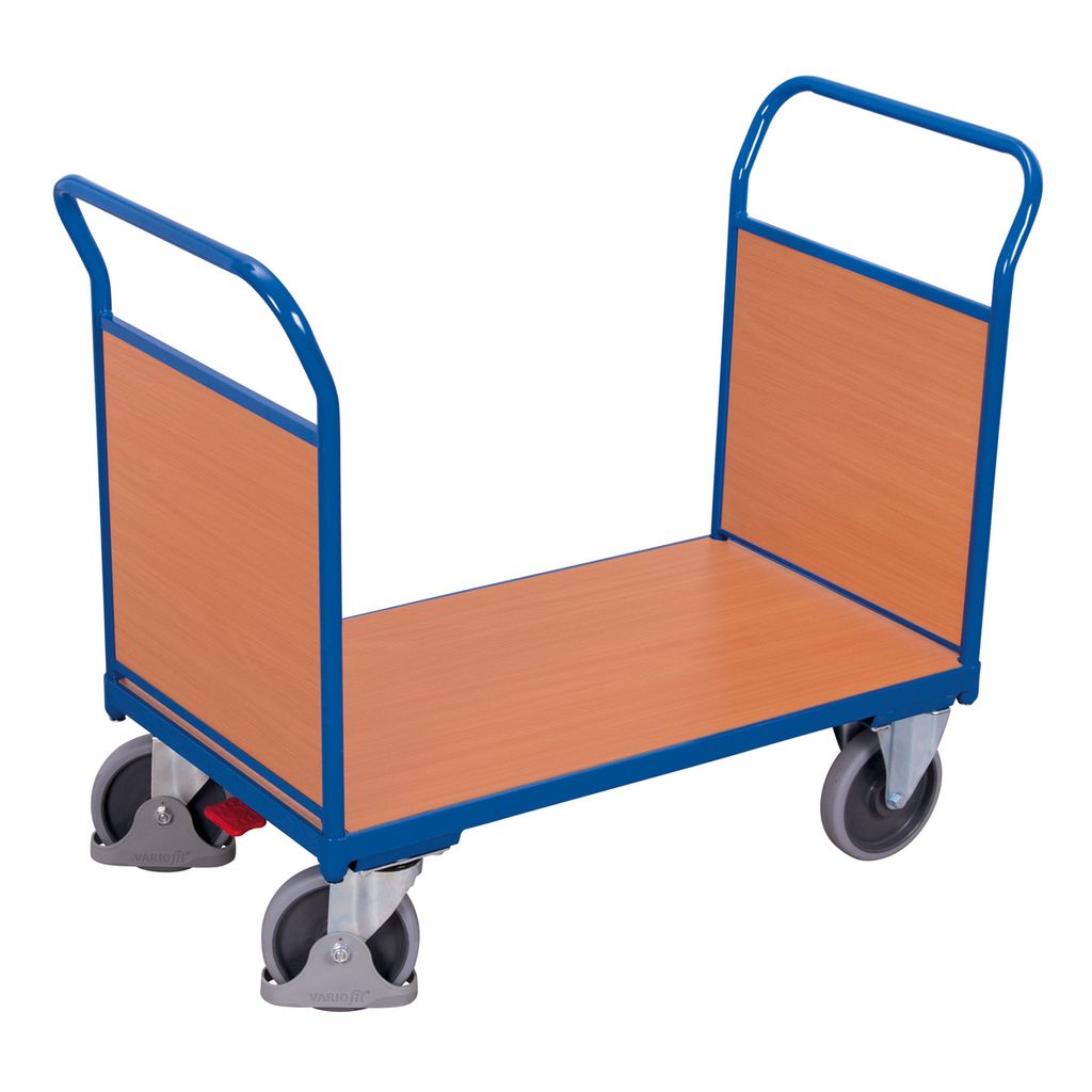 VARIOfit Doppel-Stirnwandwagen mit Holzwänden 1200x800mm Anthrazitgrau RAL 7016