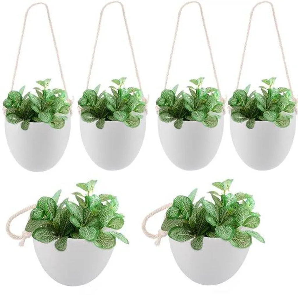 Vase mural en céramique 9 x 9,5 cm blanc mat pour plante d'intérieur