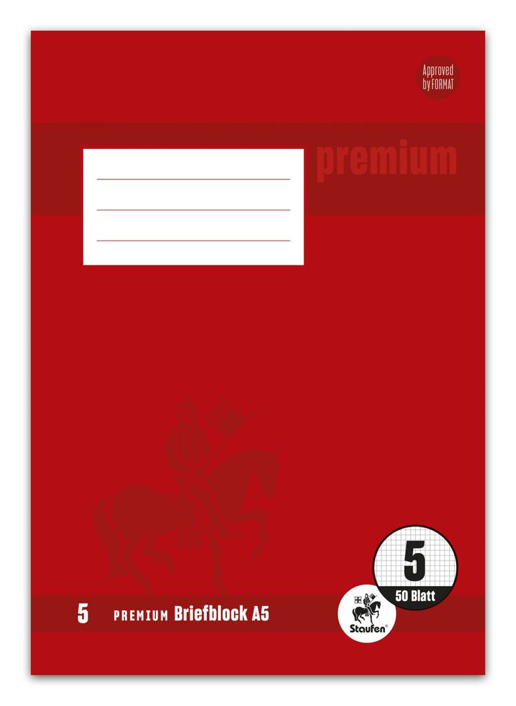 Staufen® 734040252 Briefblock PREMIUM LIN 5 - A5, 90 g/qm, Produktbild 