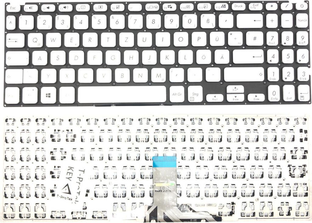 DEUTSCHE - Tastatur Keyboard Silber Ohne Rahmen kompatibel für Asus VivoBook 15 X515JP-EJ009T