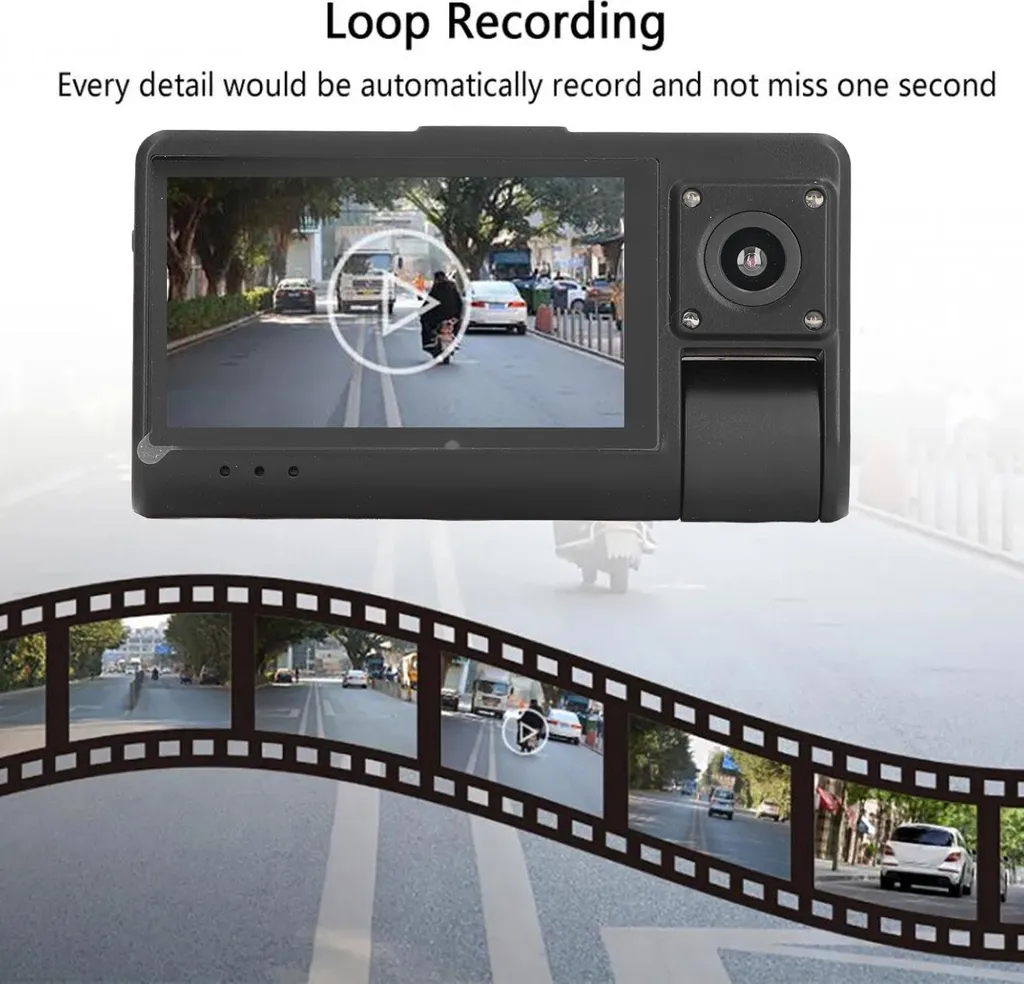 Caméra de Bord Voiture Triple Objectif pour Taxis, Uber et VTC HD 1080P