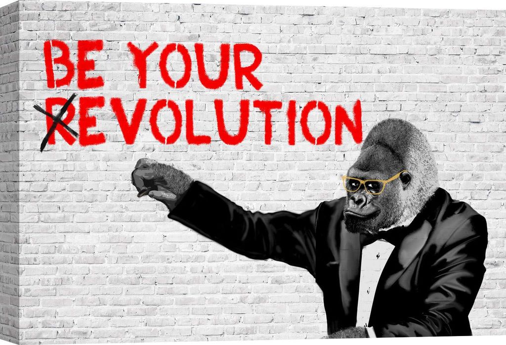 Leinwandbild, Street Art, Gorilla - Masterfunk Collective, Evolution - 70x50 cm