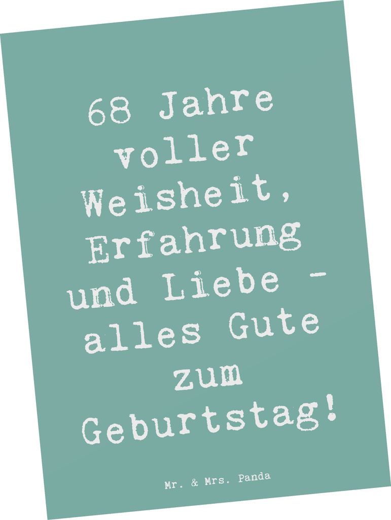 Mr. & Mrs. Panda Grußkarte Spruch 68. Geburtstag - Meeresbrise - Geschenk, Feier, Postkarte, besondere Anlässe, Alter, Postkarten, Erfahrung, Ans...