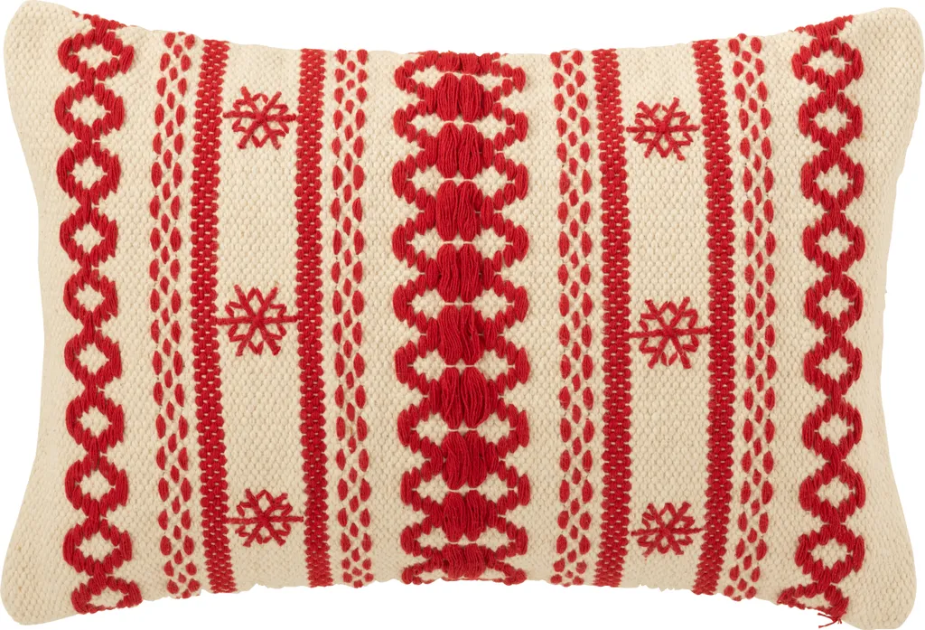 Coussin de Salon pour Déco de Noël Rouge et Blanc en Coton Rayé