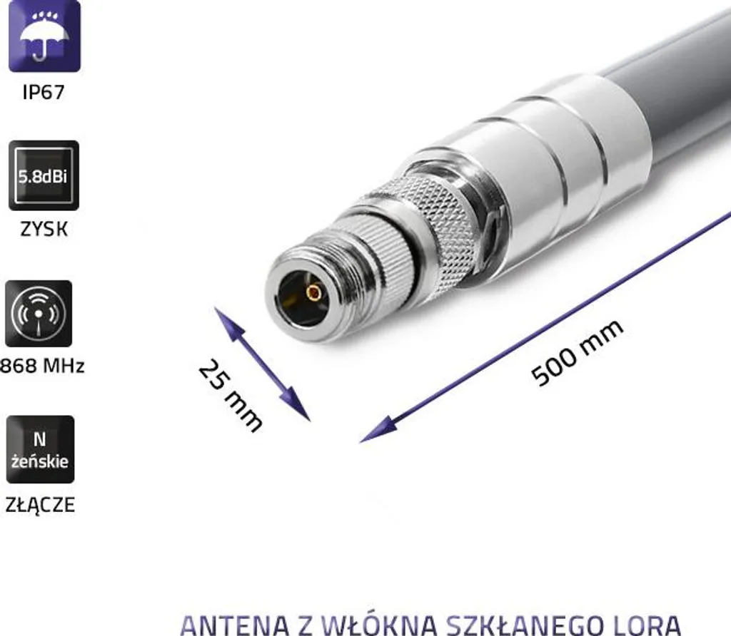 Kit Antenne LoRa Qoltec 5,8 dBi avec câble coaxial faible perte 3m - 3