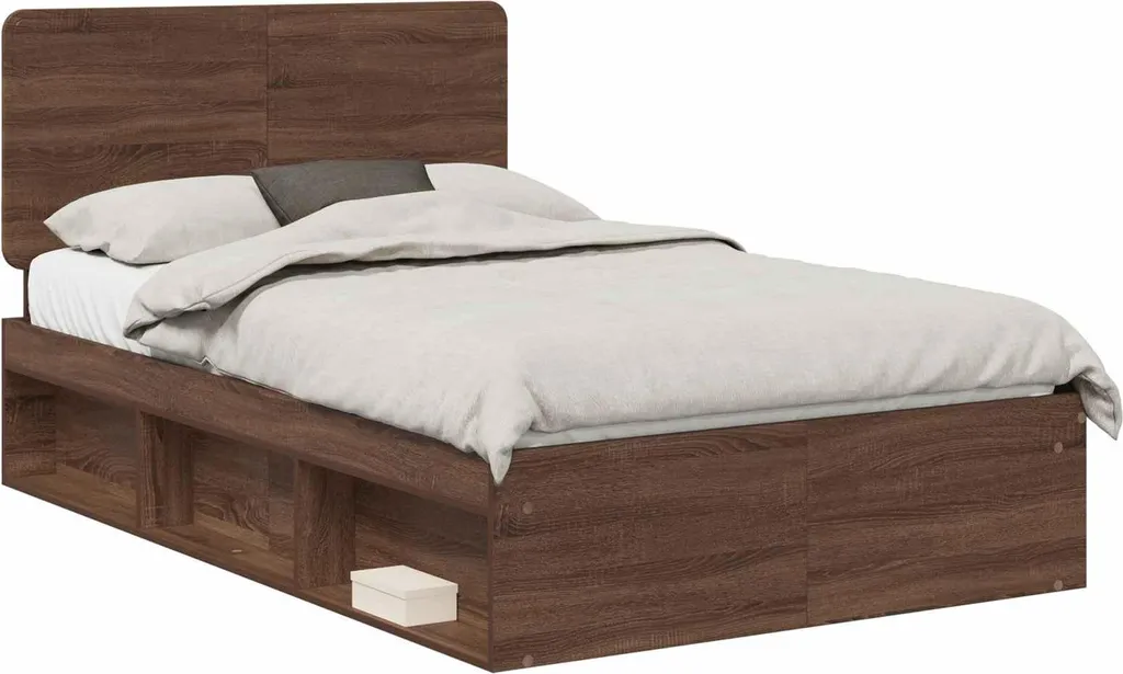 Lit 120x190 cm robuste en bois de pin massif marron pour fini durable