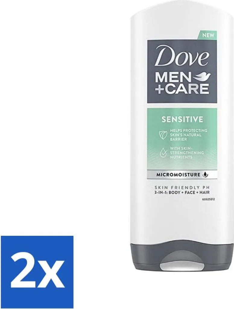 Dove - Gel doccia - 3 in 1 - Men Care Sensitive - Rinfrescante e delicato - 400 ml - Confezione risparmio - 2 pezzi