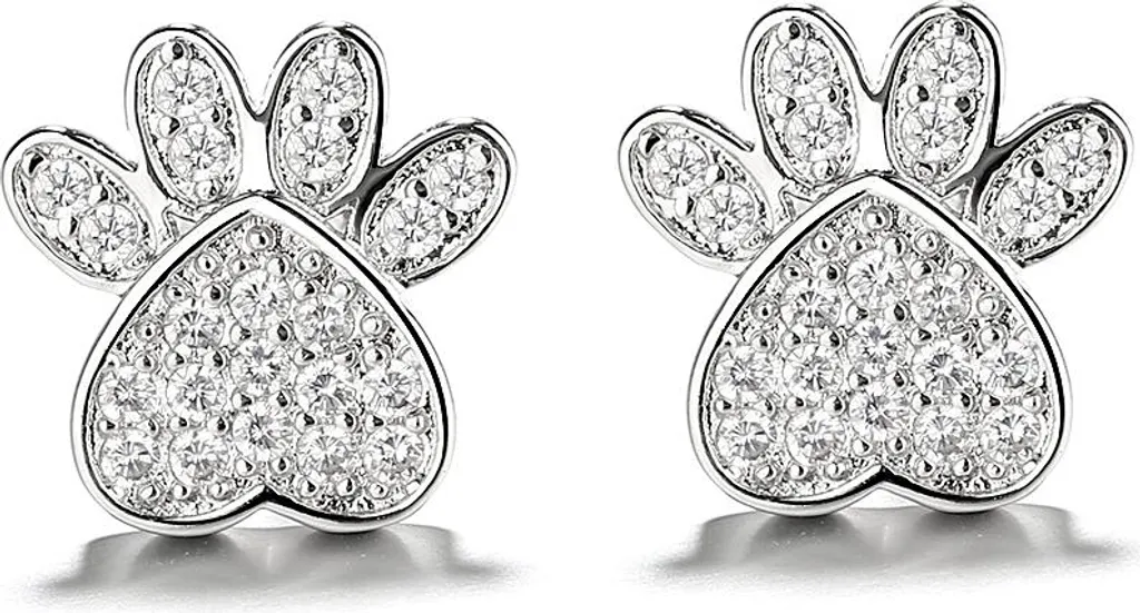 Cadeau bijoux : boucles d'oreilles patte en argent et zircone pour femme