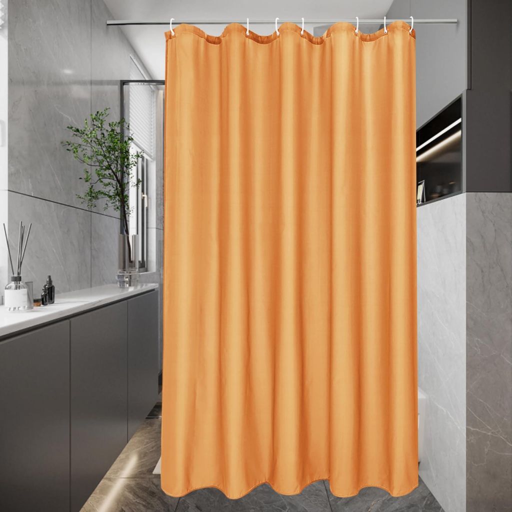 Duschvorhang 100 x 200 cm, schmal, wasserdicht, klein orange, waschbar, schimmelresistent, antibakteriell, mit 7 Ringen