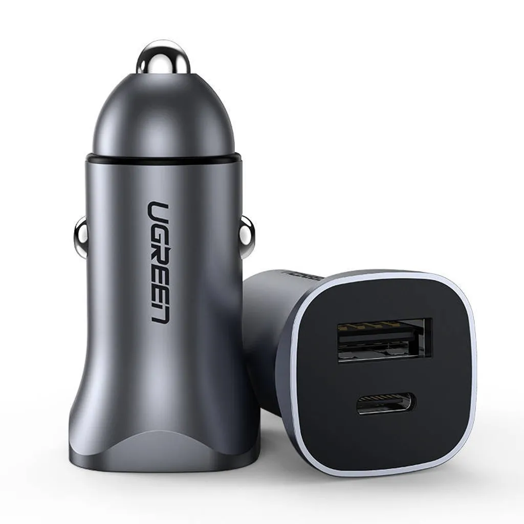 Ugreen 30780 Caricabatterie Auto 24W USB-C PD e USB-A QC 3.0 Grigio - 23