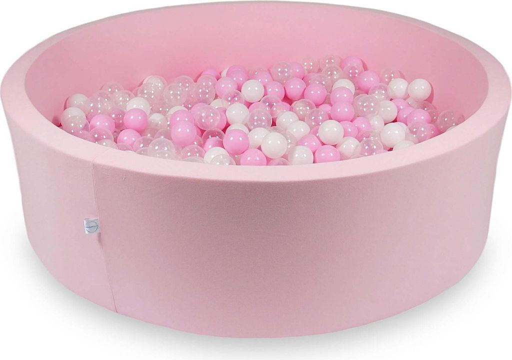 Bällebad 130x40cm rosa – Mit 700 Bällen / Babyrosa, Weiß, Transparent, Puderrosa