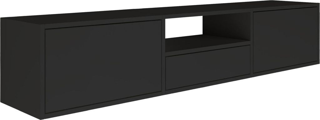 Selsey Framme – hängendes TV-Board mit drei Klappen und einer Ablage, Schwarz, 150 cm