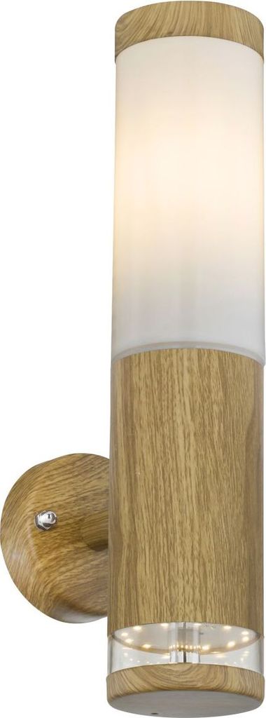 Globo Lighting Außenleuchte Edelstahl holzoptik, Kunststoff opal, klar, Richtung Lichtschein: aufwärts, IP44, mit Dekor-LED, BxH: 85x350mm, AL: 1...