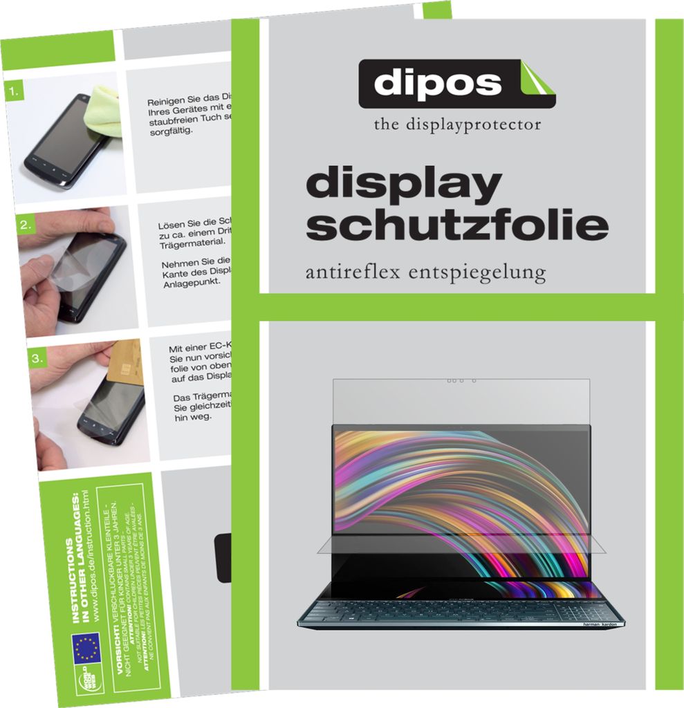 2x Schutzfolie für Asus ZenBook Pro Duo matt Displayschutzfolie Folie Display Schutz dipos