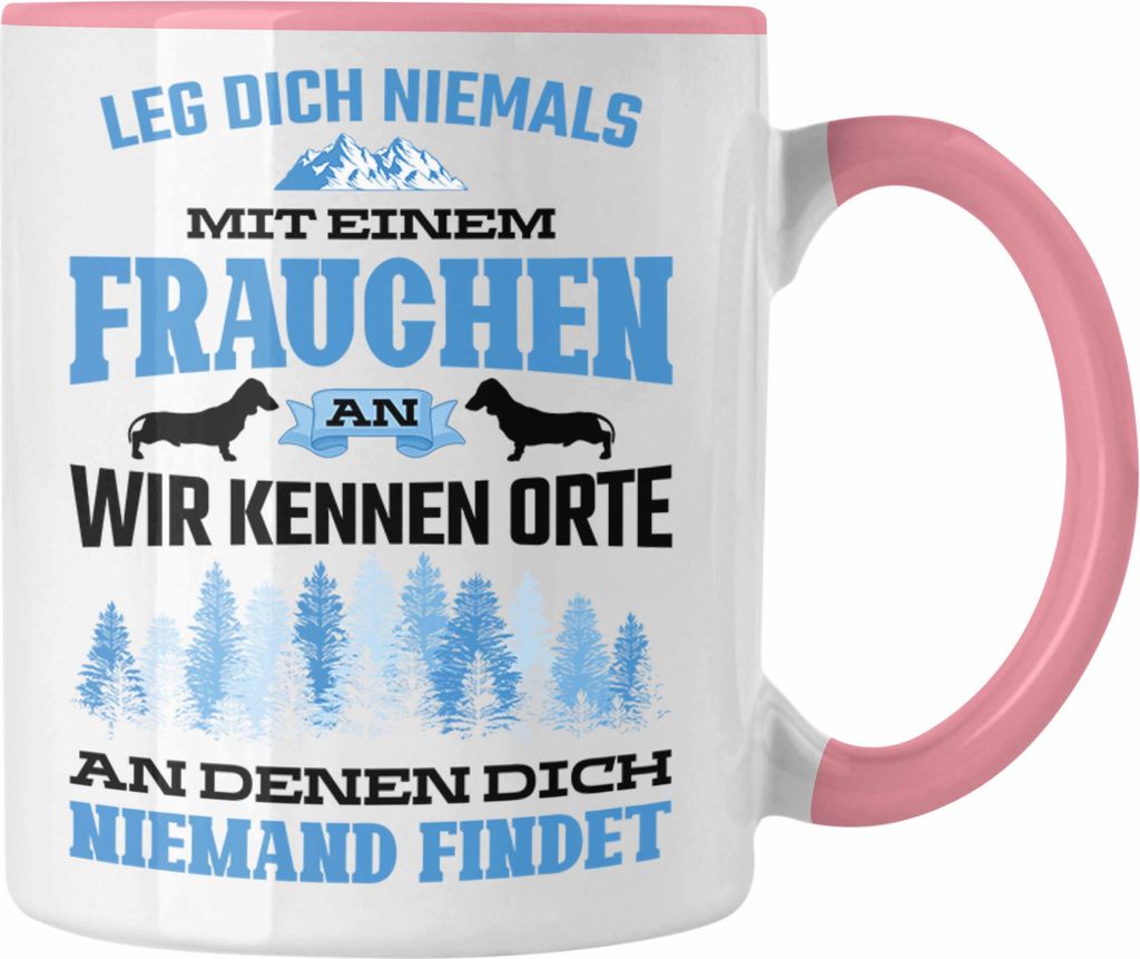 Trendation - Frauchen Tasse Geschenk Lustig Spruch Hundebesitzerin Geschenke Hund (Rosa)
