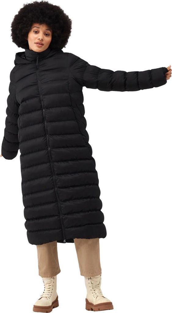 Regatta Elender Baffle Mantel für Damen mit Kapuze lang, Farbe:Schwarz, Größe:44