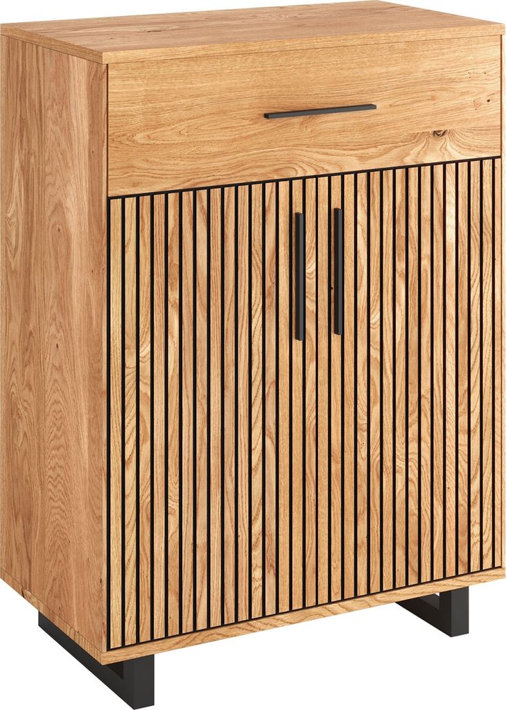 Schuhschrank - Eiche teilmassiv - B 80 cm - mit Soft-Close-Funktion - 2 Türen - 1 Schublade